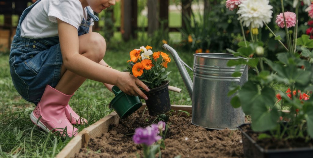 flower gardening at blue windmill day nursery